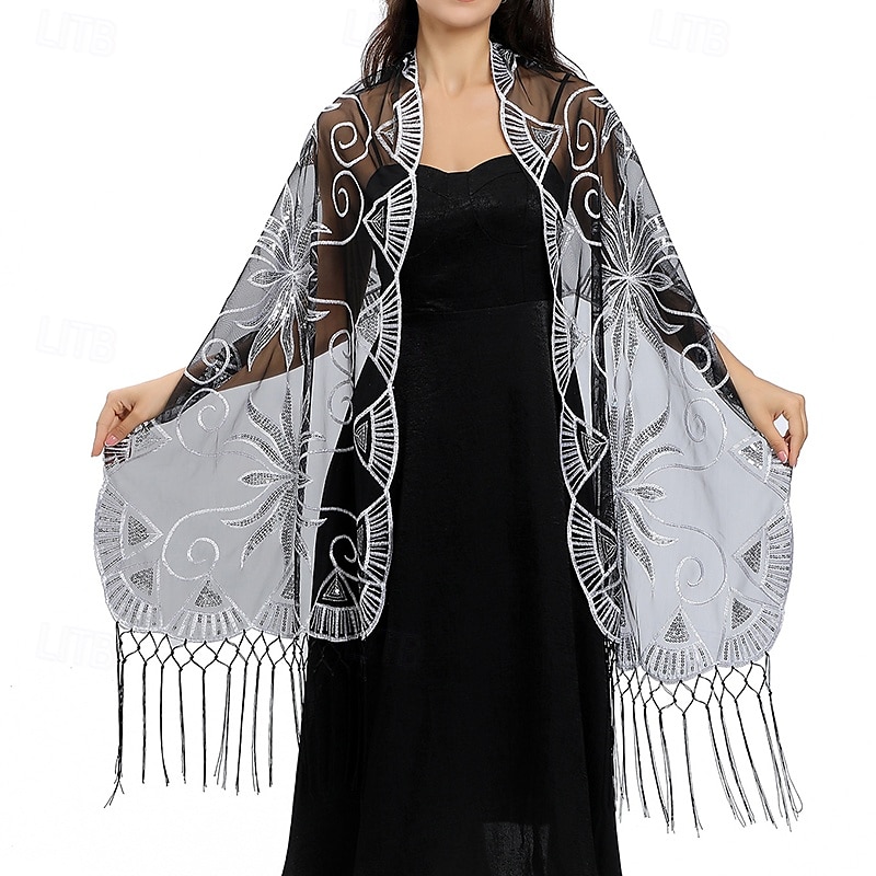 Scialle Donna Elegante Senza Maniche Poliestere Stole da matrimonio Con Nappa Per Feste Primavera & Estate del 2025 a $14.99 –P1