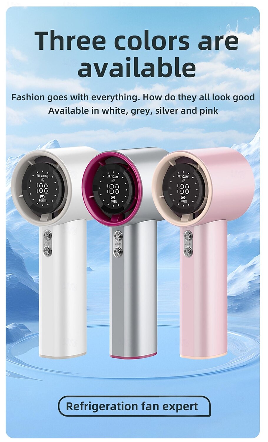 2025年 ポータブルハイスピードファン、超強風、1-100無段階風速、LEDデジタルディスプレイ、スマートタッチコントロール、紛失防止ランヤード コレクション – $29.99 –P5