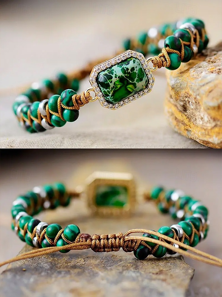 ręcznie robiona kolorowa bransoletka z naturalnych kamieni – boho koralikowa bransoletka z zawieszką z kryształków, regulowana biżuteria modowa dla kobiet, idealna na prezenty, imprezy i na co dzień 2025 - $18.99 –P6