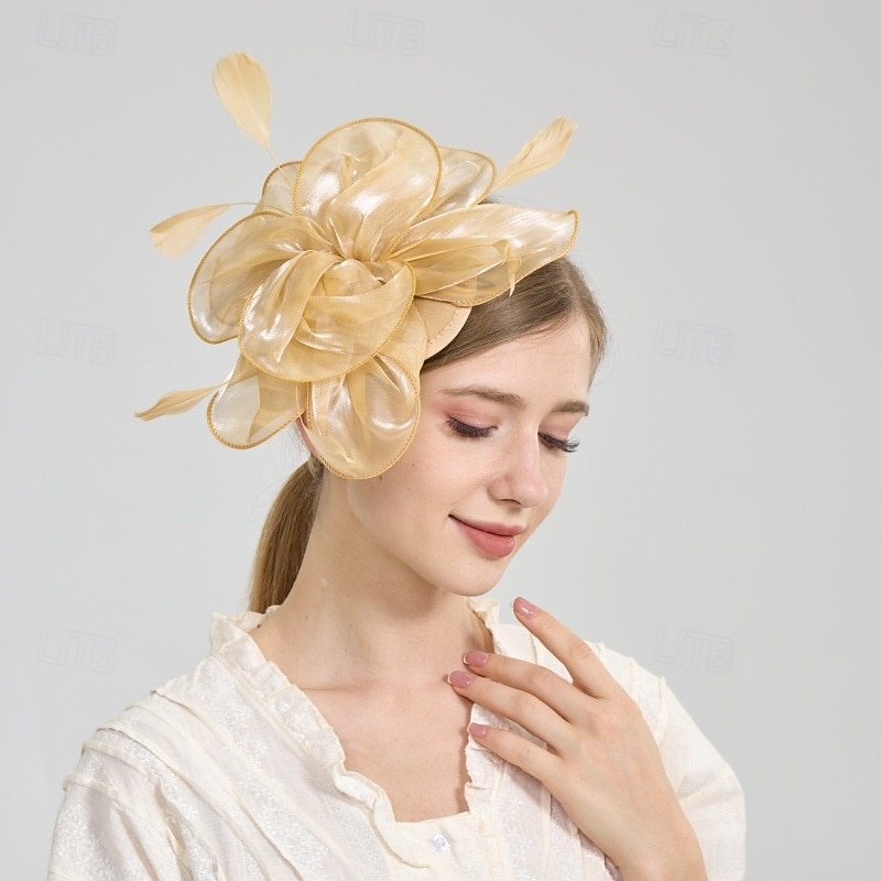 Helm Organza Bruiloft Avond Feest Elegant Bruiloft Met Pure Kleur Helm Hoofddeksels 2025 - $12.99 –P4