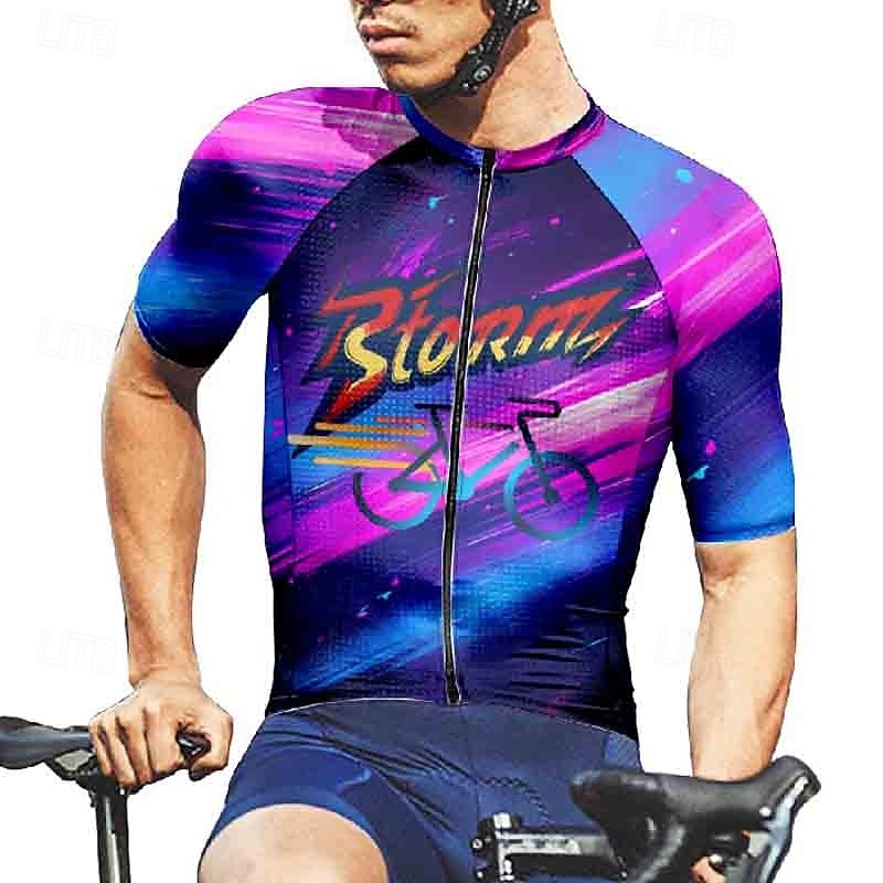 Homme Maillot de cyclisme Manche Courte Cyclisme T-shirt Maillot avec 3 poches arrière VTT Vélo tout terrain Respirant Séchage Rapide Design Anatomique Évacuation de l'Humidité Pourpre foncé Bleu de 2025 ? $25.99 –P8