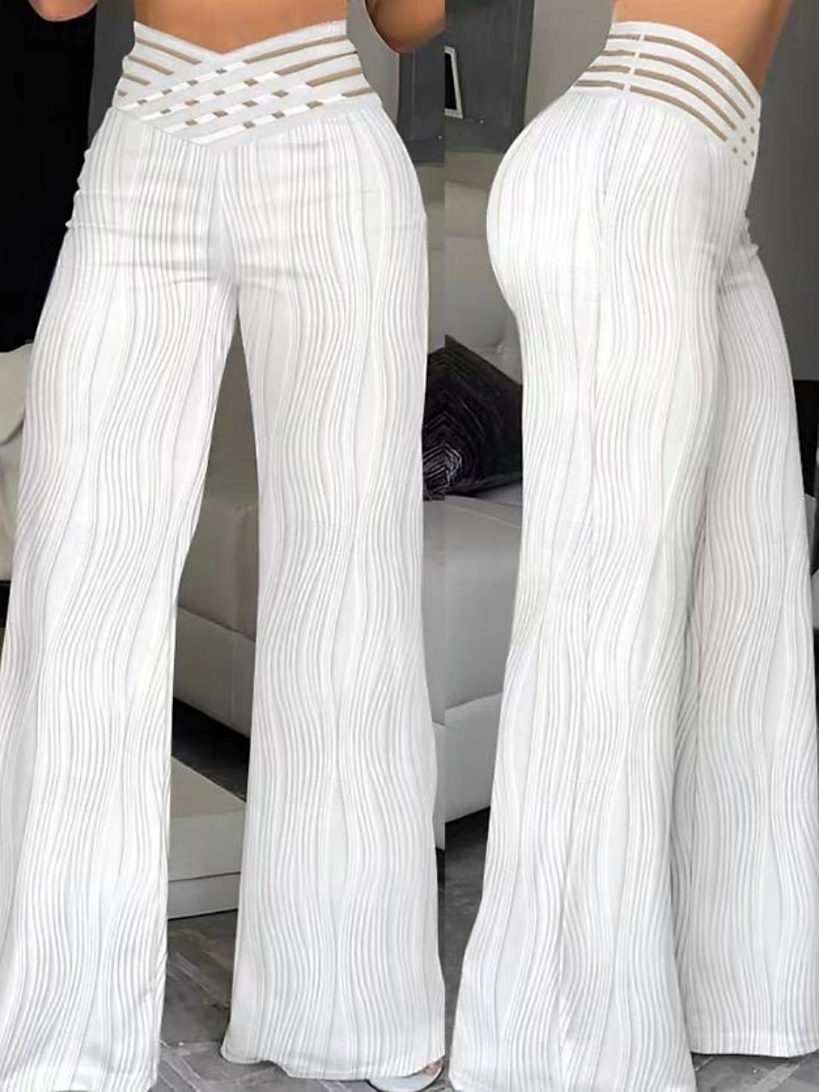 Γυναικείο Παντελόνι Wide Leg Chinos Χαλαρά Για τη Μόδα Δυνάμεις Δρόμου Πλήρους Μήκους Υψηλής Μέσης Απλός Ελαστικός Ζωνάκι Τρύπα Άνετα Μαλακά Άνετα Μικρο-ελαστικά Εξωτερικό Δρόμο Μαύρο Λευκό Κίτρινο 2025 - $26.99 –P1