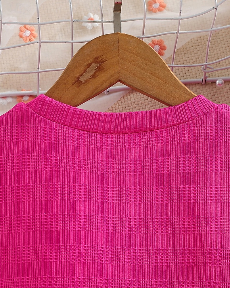 Děti Dívčí Šaty Králíček Krátký rukáv Venkovní Ležérní Módní Rozkošný Polyester Délka ke kolenům Volnočasové šaty Áčkové šaty Léto 4 roky + Sytě červená 2025 - $18.49 –P5