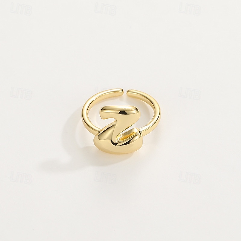 anello con lettera personalizzata, regalo per la mamma, anello con alfabeto regolabile placcato oro 18k, finitura liscia, anello iniziale a fascia aperta, gioielli eleganti per le donne del 2025 a $4.99 –P9
