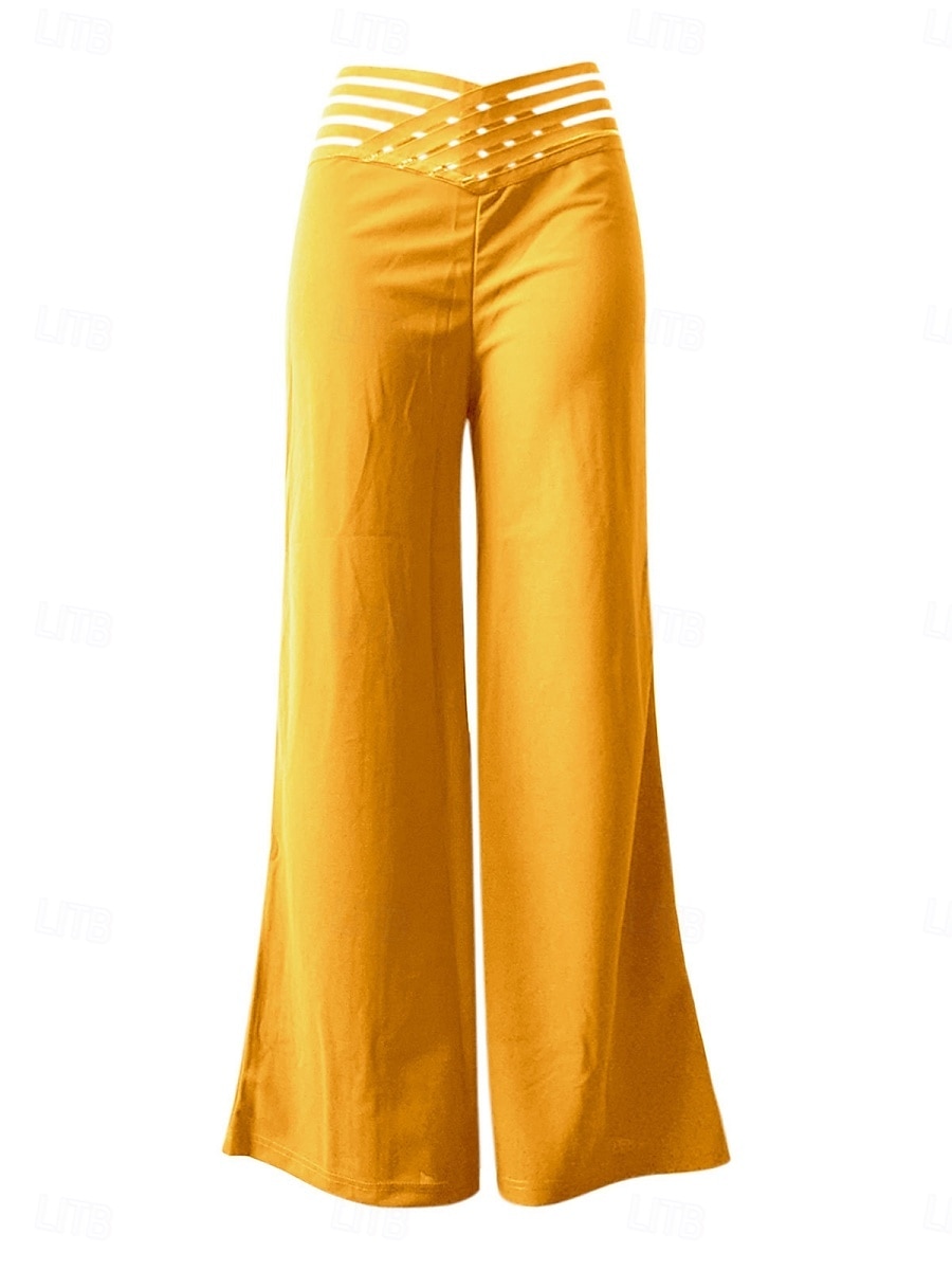 Pantaloni Chino Larghi da Donna Pantaloni Baggy Moda Streetwear Lunghezza Completa Alta Vita Semplice Elasticizzati Comodi Soffici Confortevoli Micro-elastici all'Aperto Strada Nera Bianca Blu Fucsia del 2025 a $17.99 –P4