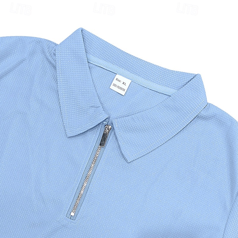 Per uomo Polo Polo con zip a un quarto All'aperto Abbigliamento quotidiano Bavero Manica Corta Moda Hawaiano Semplice 2 Pezzi Estate Vestibilità regolare Nero Bianco Blu marino Blu reale Verde Cachi del 2026 a $28.99 –P7
