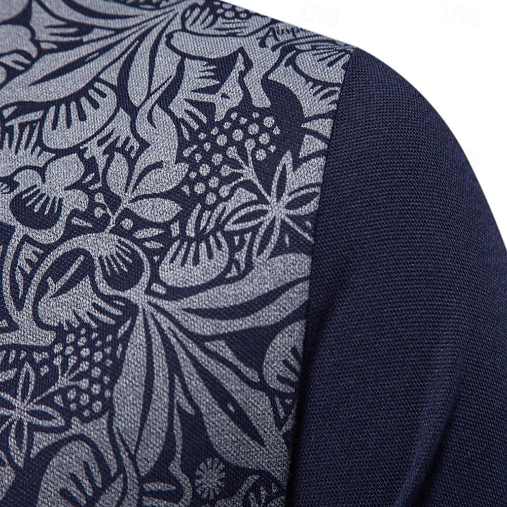 Homens Pólo Polo de malha Formal Trabalho Aberto para a Lateral Manga Curta Floral Botões Estampado Primavera Azul denim Branco Azul Marinha Verde cáqui Azul Claro Pólo de 2026 por $25.99 –P26
