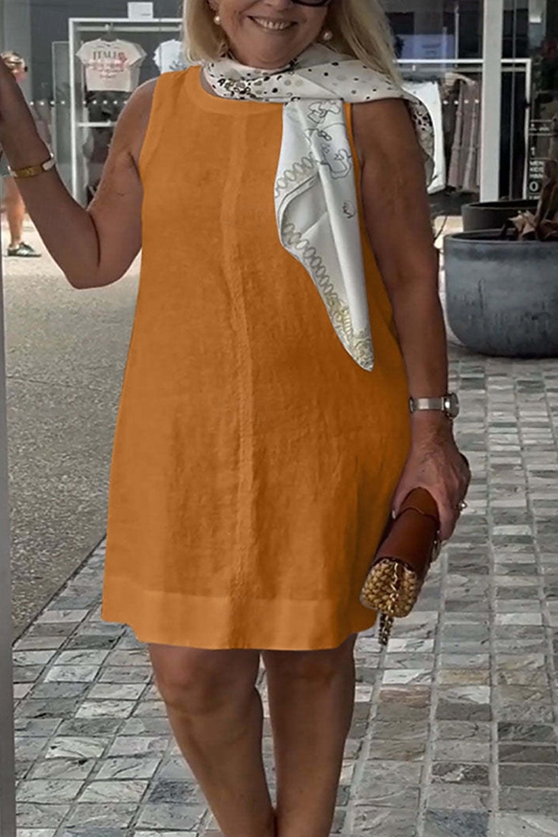 Femmes Mini Robe Robes inspirées du lin Robe débardeur Robe d'été Mode Moderne Quotidien Fête Week-end Coupe régulière Uni Sans manches Col ras du cou Noir Blanche Jaune Orange Été de 2025 ? $26.99 –P1
