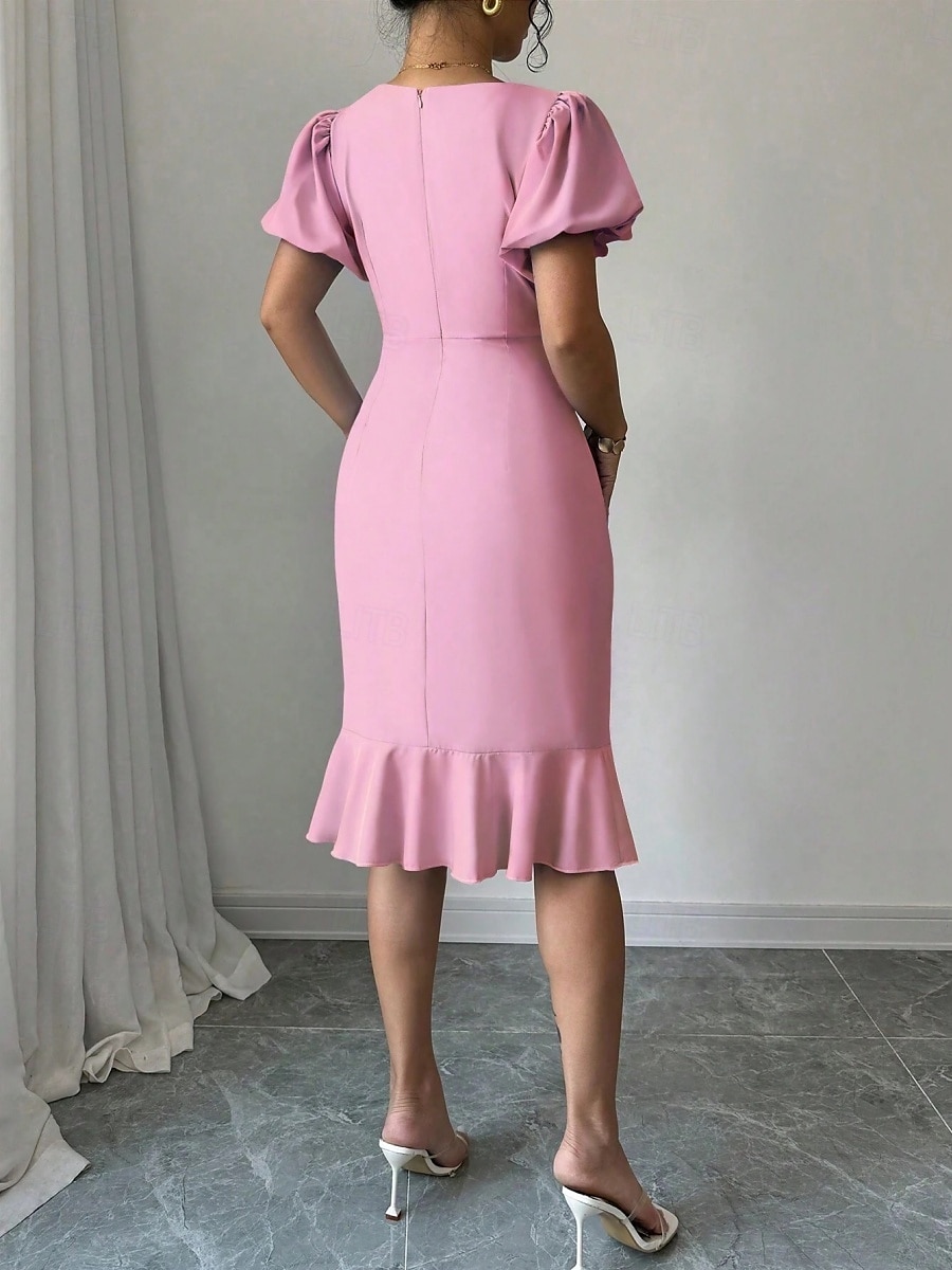 Robe de Graduation Femme Robe Mini Uni Robe Bodycon Semi-Formelle Bureau Ajustement Normal Graphique Manches Courtes Col Rond Noir Rose Bleu Ciel Fuchsia Été de 2025 ? $29.99 –P15