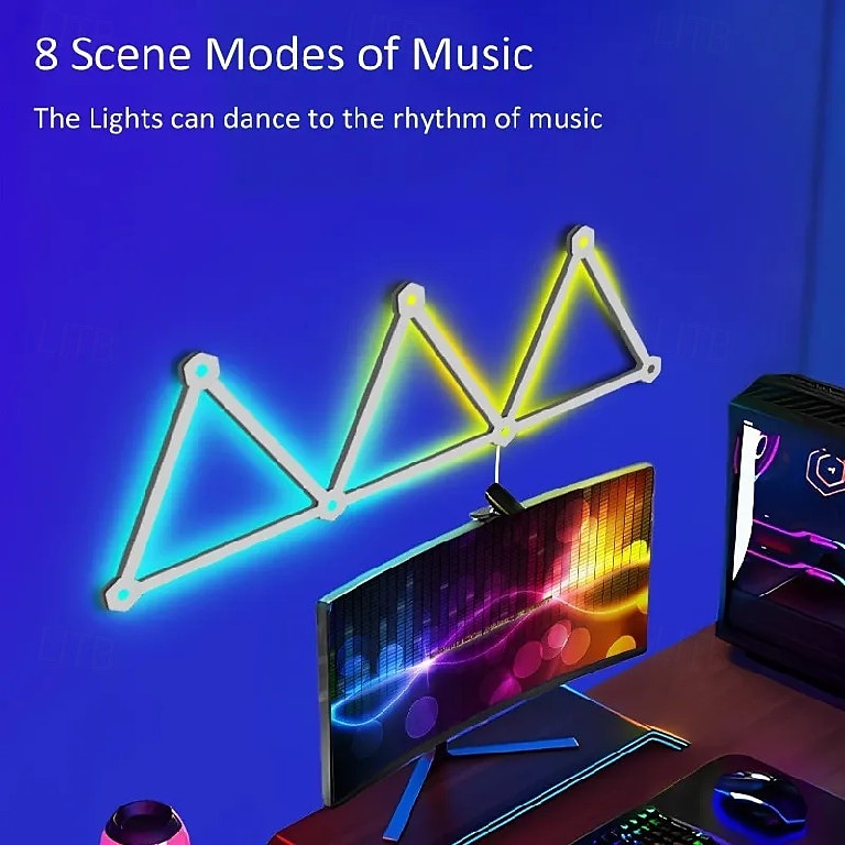 intelligente Wandlichtlinien mit Musiksynchronisation, dimmbare WLAN-Lichtlinien für Schlafzimmer, Wohnzimmer, Gaming, Party, Heimdeko 2025 - $116.99 –P6