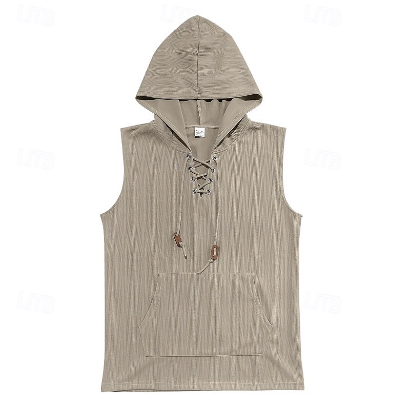 Herren Tank Top Weste Unterhemd Ärmelloses Shirt Ärmellos Mit Kapuze Sommer Einfach Mode Designer Urlaub Straße Ausgehen Schwarz Weiß Khaki Top T-Shirt für Herren 2025 - $18.99 –P3