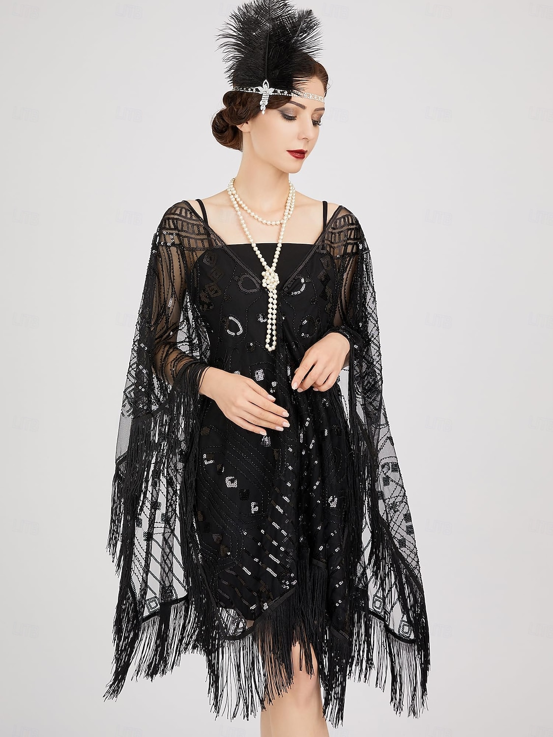 Retro Řvoucí 20s 20. léta 20. století šátek Wrap Přehozy přes ramena Velký Gatsby Buben dívka Flitry Třásně Maškarní kostým Dámské Karneval Svatební Večerní oslava Plesová maškaráda Dospělé Šátek 2025 - $32.99 –P5