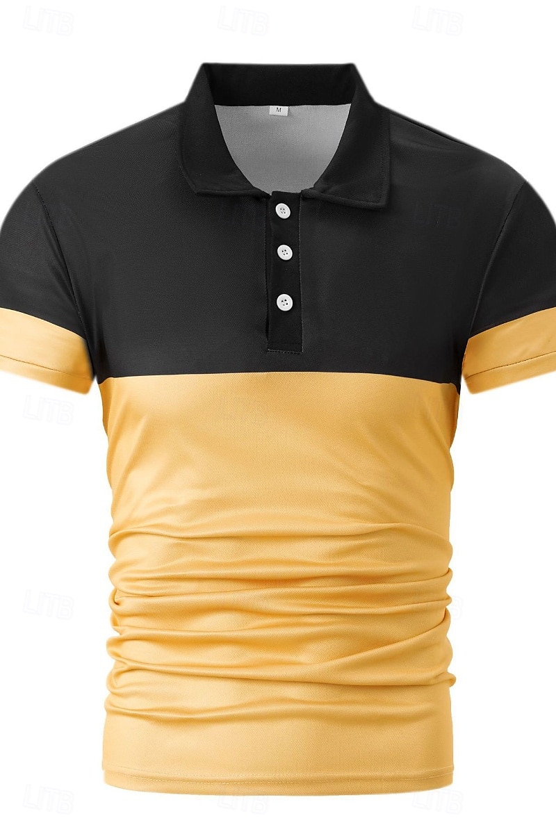 Men's Golf Shirt Golf Polos Shirts Work Business Lapel Short Sleeve Modern Comfortable Color Block Patchwork Buttons Summer Spring Regular Fit Wine Pinky Yellow Blue Green Light Sky Blue Golf Shirt 2025 - $17.99 –P13