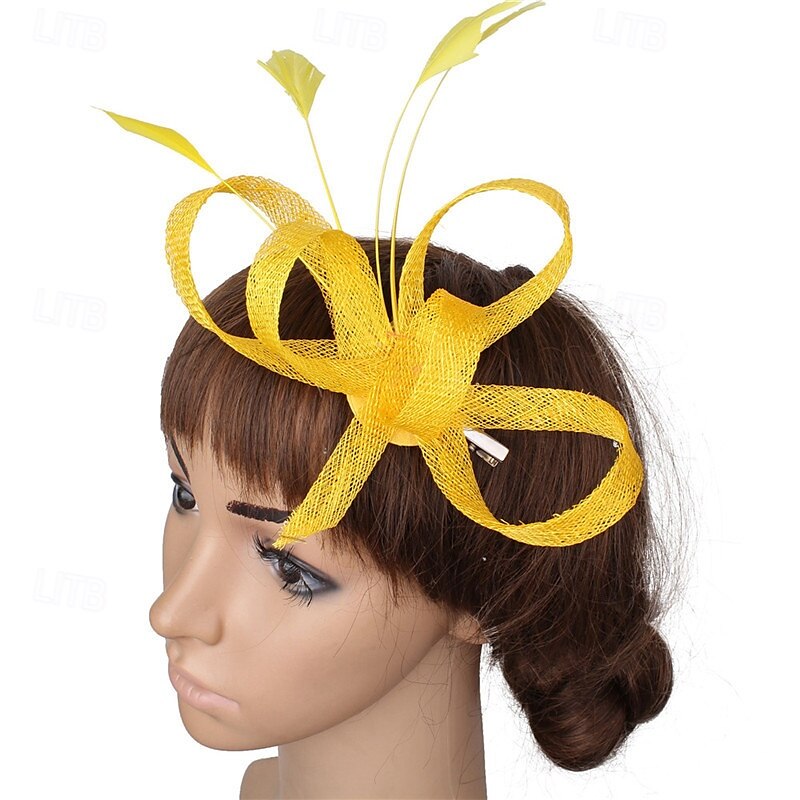 Kopfstück Federn Sinamay Hochzeit Abendgesellschaft Elegant Hochzeit Mit Feder Kopfschmuck Kopfbedeckung 2025 - $16.49 –P2