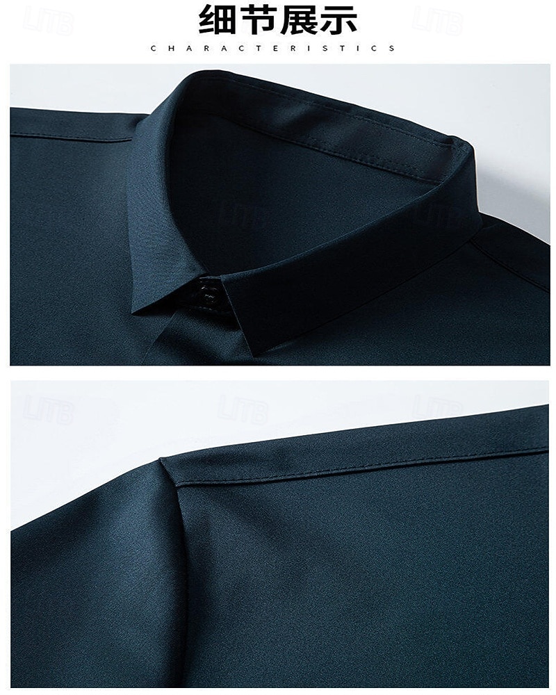 Men's Shirt Dress Shirt Button Up Shirt Solid / Plain Color Wedding Daily Light Blue Black White Royal Blue Short Sleeve Lapel Spring &  Fall Clothing Apparel Patchwork 2026 - $30.99 –P8