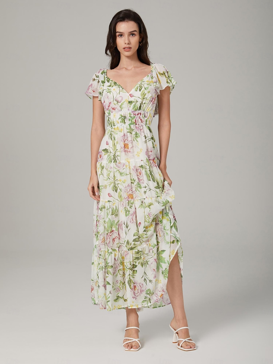 Feminino Vestido de chiffon Vestido Longo Amarelo Verão Decote Princesa Elegante Férias Moda S M L de 2025 por $82.99 –P1