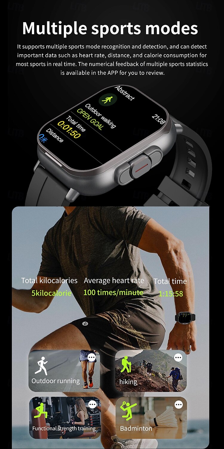 2025年 696 D8 スマートウォッチ 2.01 インチ スマート·ウォッチ ブルートゥース ECG + PPG 歩数計 着信通知 と互換性があります Android iOS 女性 男性 ハンドフリーコール メッセージ受信通知 IP 67 42mmウォッチケース コレクション – $57.99 –P13