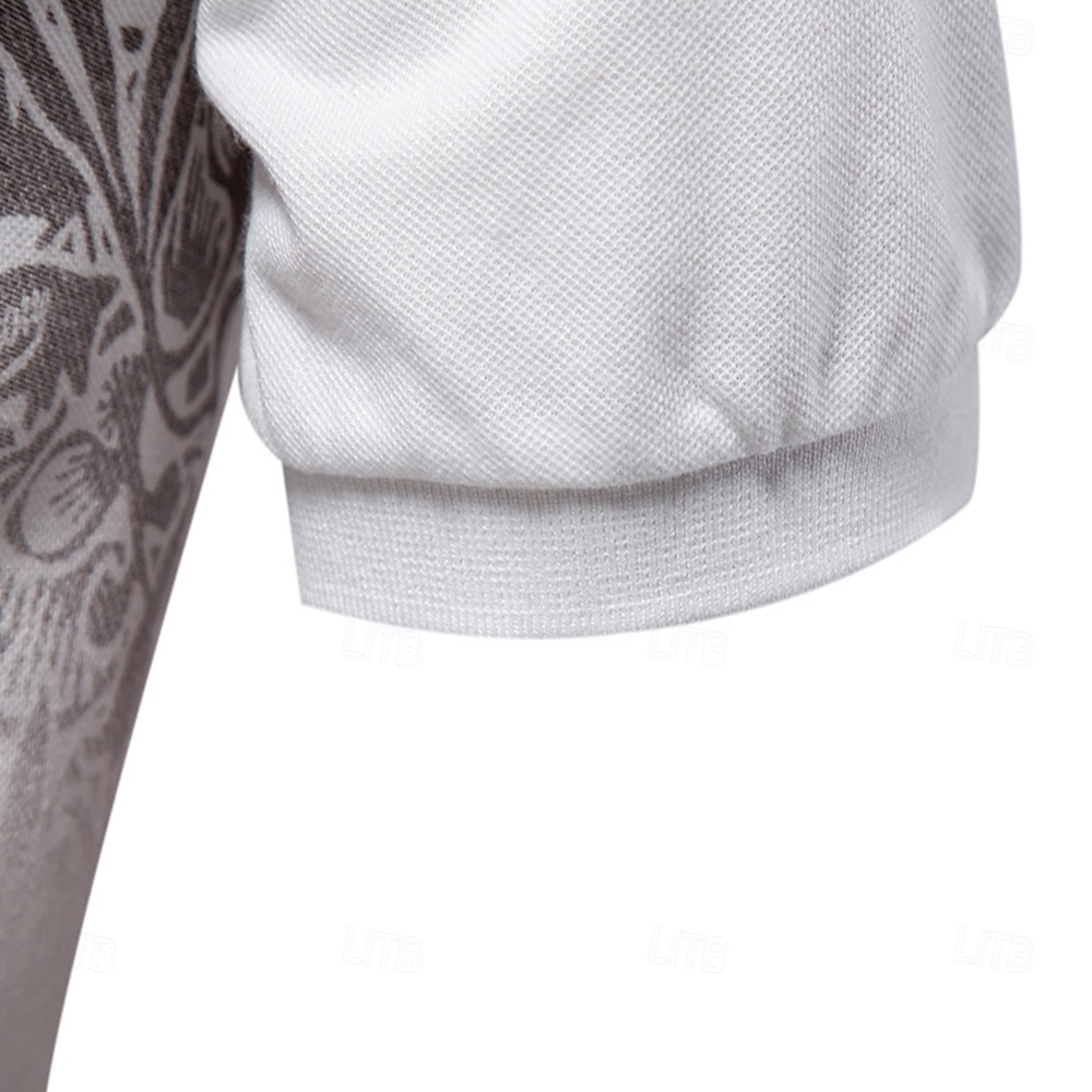 Homens Pólo Polo de malha Formal Trabalho Aberto para a Lateral Manga Curta Floral Botões Estampado Primavera Azul denim Branco Azul Marinha Verde cáqui Azul Claro Pólo de 2026 por $25.99 –P9