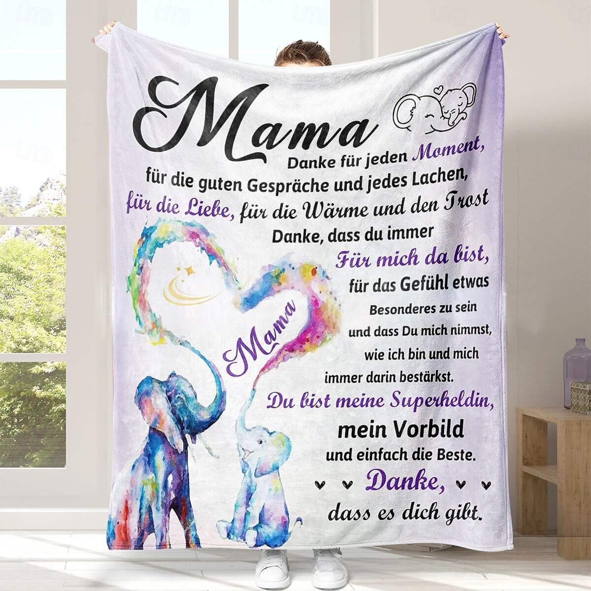 morsdagsteppe, et brev til mor, morsdagsgave myk og koselig, perfekt gave til mor, blomster- eller hjertedesign, varm og behagelig 2025 - $19.99 –P11