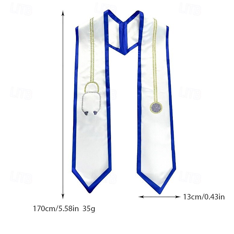 Unisex Graduation Stole, Plain Graduation Sash, Honor Stole for Students, Double Layer Satin Sash with Rhinestone, Nurse Doctor Ceremony Stole 2025 - $16.99 –P2
