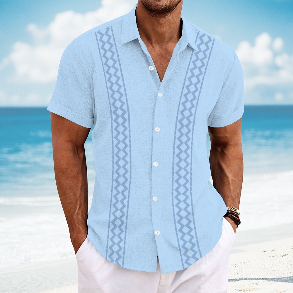 Per uomo Geometrico Camicia Camicia Guayabera Camicia con Bottoni Manica Corta Moda Casual Vacanza Abbigliamento Quotidiano Abbigliamento mare Estate Primavera Collo ripiegato camicie con colletto del 2025 a $23.99 –P1