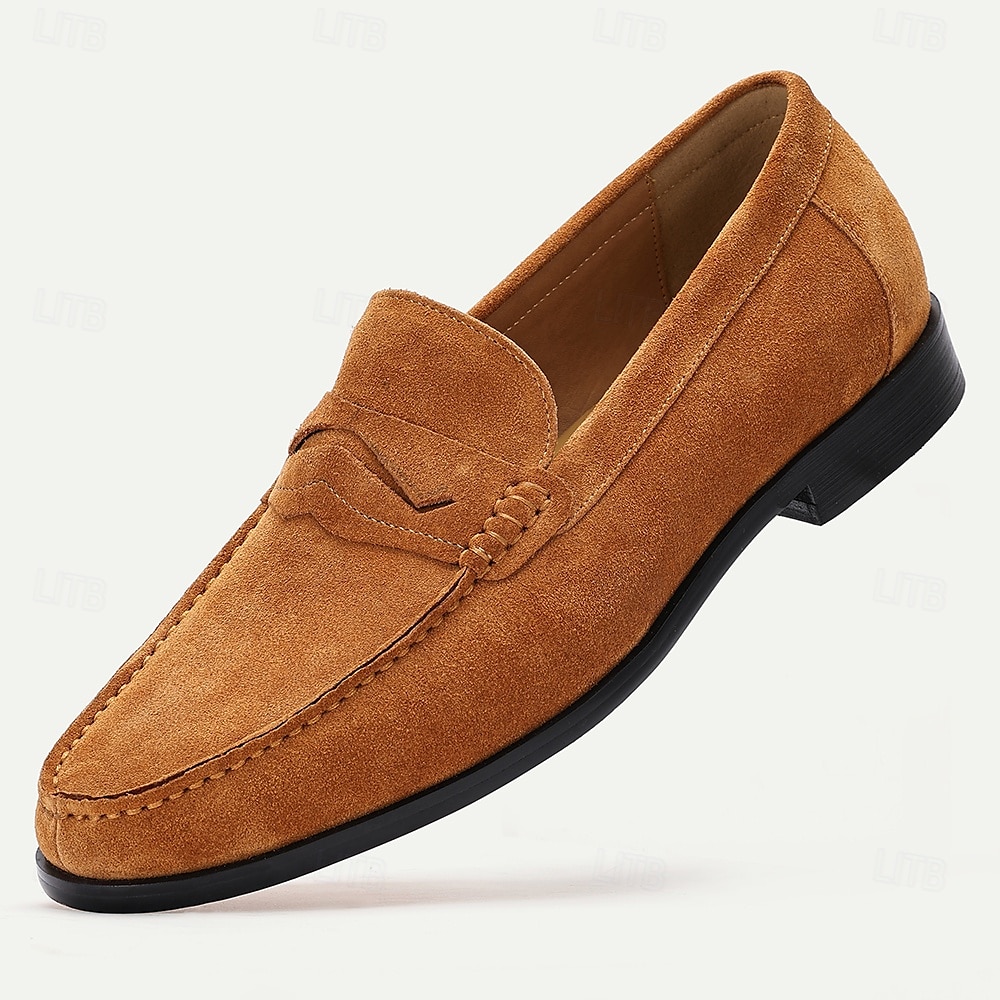 Herren-Pennyloafer aus hellbraunem Wildleder – klassische Slip-On-Abendschuhe für Business, Hochzeiten und die Freizeit 2025 - $94.99 –P1