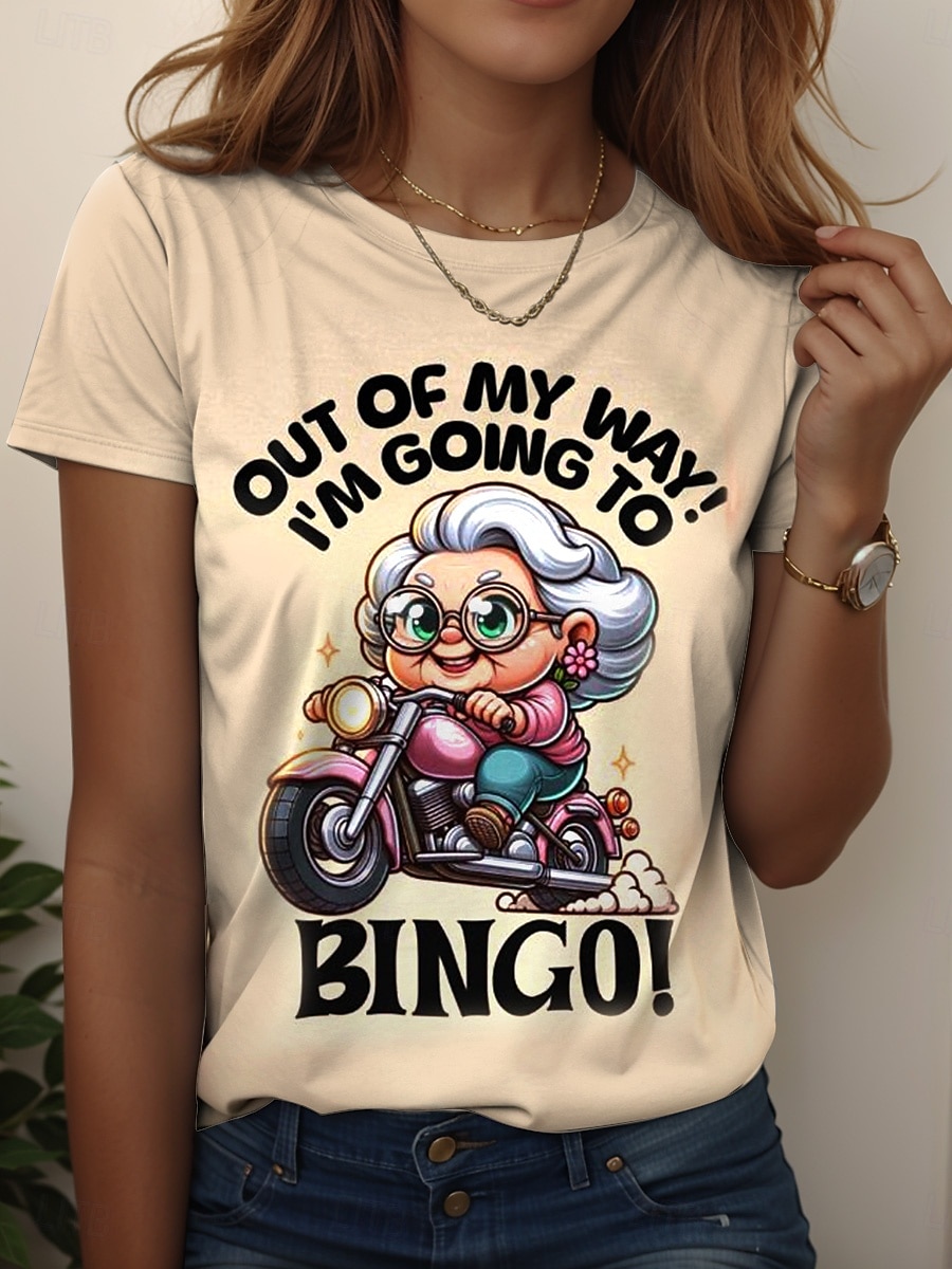 Pentru femei Tricou Grafic Desene Animate Scrisă Stilat Casual Manșon scurt Stil Nautic Rotund Topuri obișnuite Zilnic Sfârșit de săptămână Imprimeu Alb Galben Roz Îmbujorat Trifoi Vară Primăvară 2025 - $19.99 –P1
