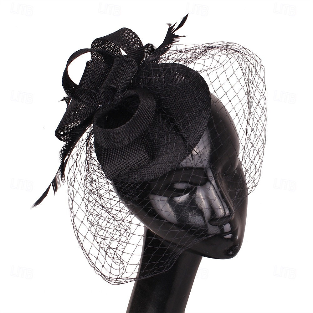 Kopfstück Federn Sinamay Hochzeit Abendgesellschaft Elegant Hochzeit Mit Feder Kopfschmuck Kopfbedeckung 2025 - $20.99 –P9