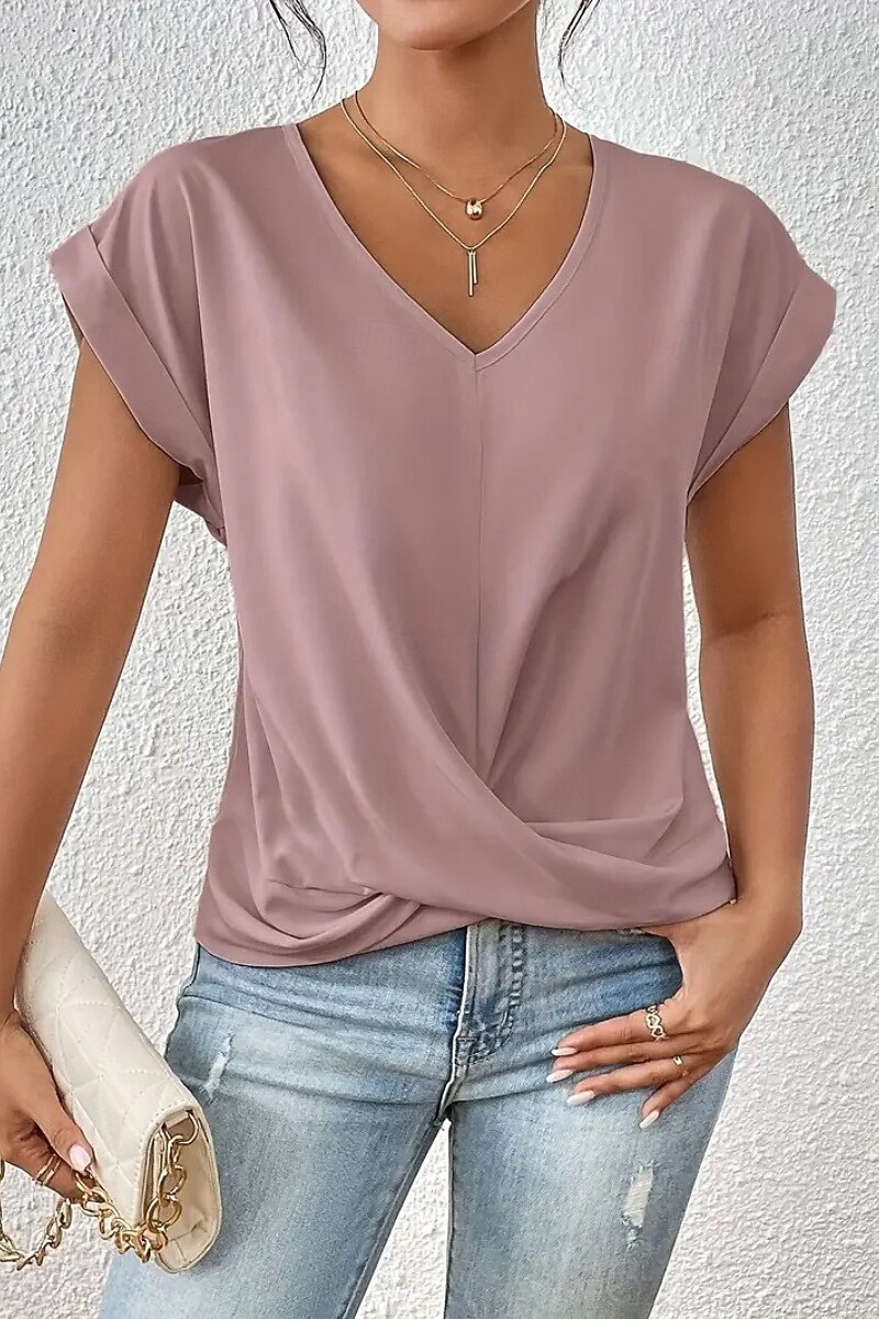 Damen Bluse Einfach Modern Lässig Kurzarm V Ausschnitt Normale Oberteile Täglich Ausgehen Gerafft Erröten Sie Rosa Schwarz Weiß Wein Sommer 2025 - $16.49 –P9