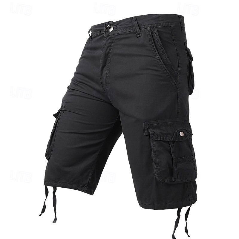 Herr Cargo-shorts Shorts Sommarshorts Flera fickor Slät Komfort Bärbar Knelängd Utomhus Sport Dagligen Mode Ledigt Svart Blå 2025 - $26.99 –P6
