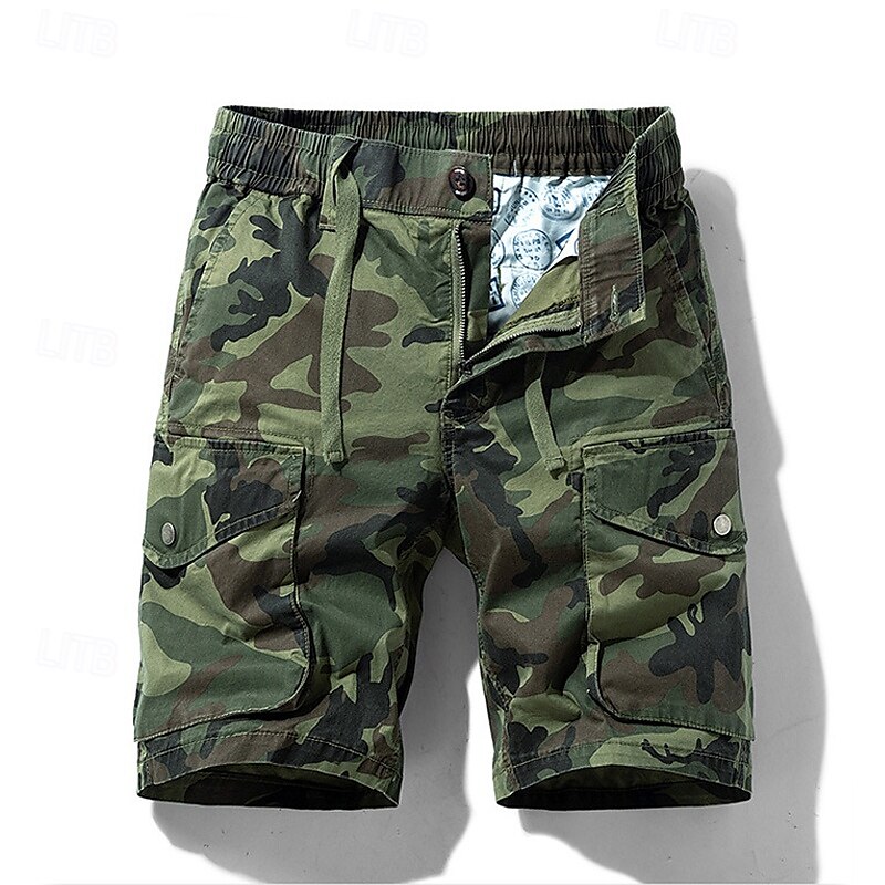 Herren Cargo-Shorts Shorts mit Camouflage-Muster Shorts Sommershorts Kordelzug Elastischer Bund Mehrere Taschen Tarnung Komfort tragbar Knielang Outdoor Sport Täglich Mode Lässig Blau Khaki 2025 - €31.99 –P11
