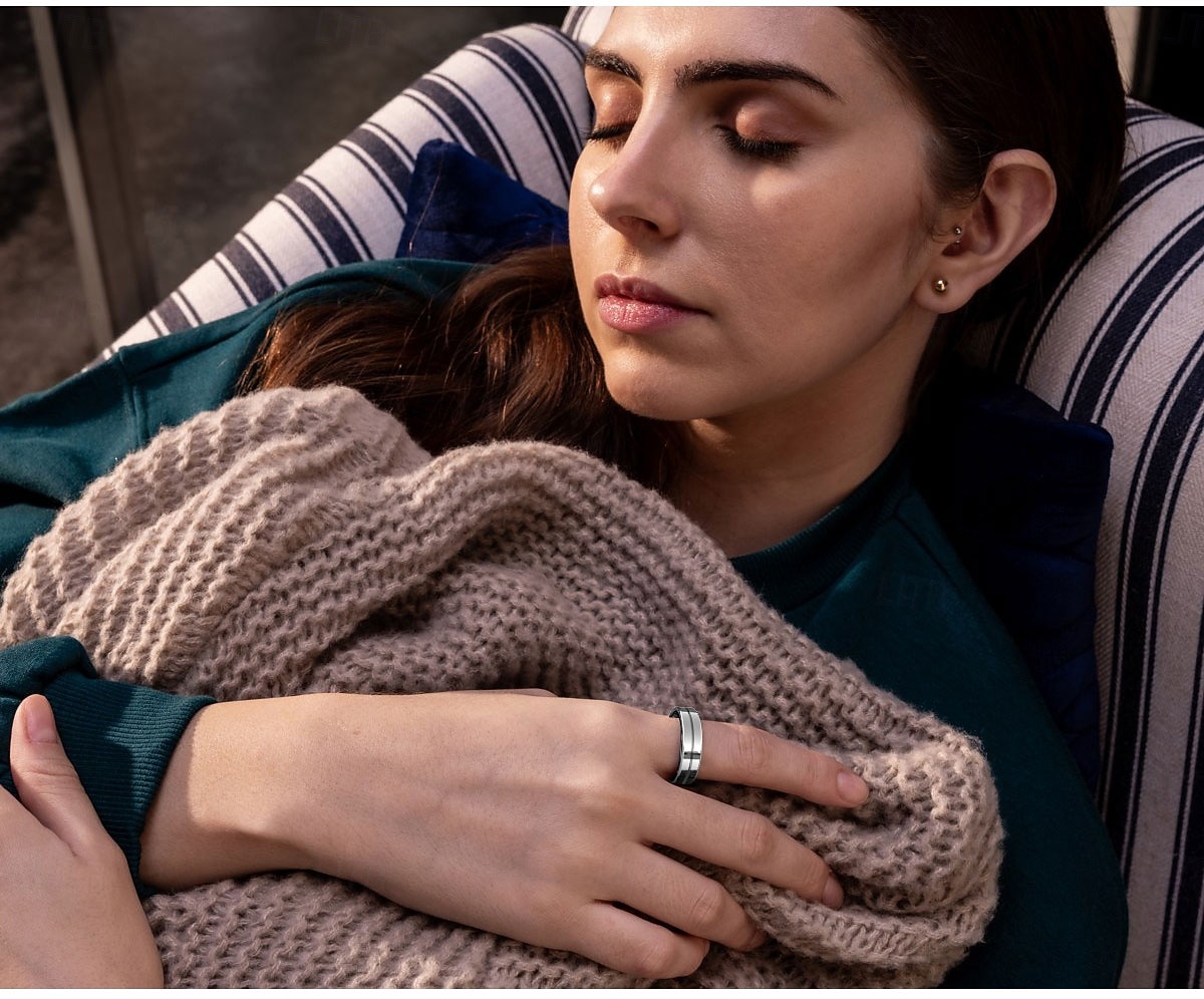 2026年 スマートリングフィットネストacker、超薄型2.2mm軽量インテリジェントリング、5ATM防水ステンレス鋼アクティビティ＆睡眠モニター、7日間の長いバッテリー寿命、Bluetoothウェルネスウェアラブル（男女用）  コレクション – $51.99 –P14