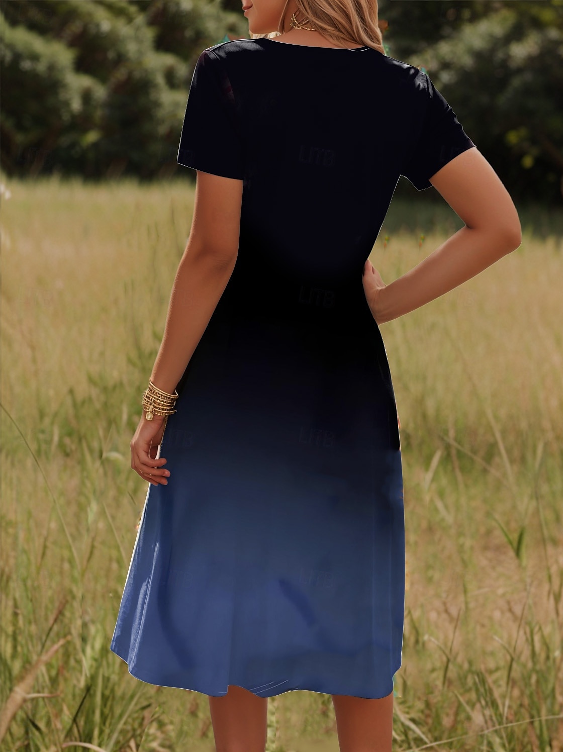 Rochie mini pentru femei Rochie A Line Rochie de soare Rochie de vară Vacanță Casual Vacanță Zilnic Regular Fit Grafic Floral Mâneci Scurte Gât Crew Albastru Închis Vară 2025 - $23.99 –P2
