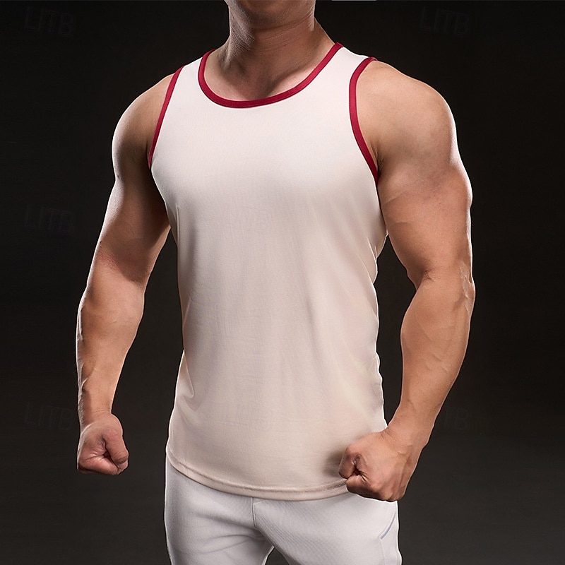Herre Singleter Vest topp Underskjorte Ermeløs skjorte Ermeløs Crewneck Vår Fargeblokk Mote Designer Feriereise Gate Ut på byen Svart Hvit Gul Topp T-skjorte for menn 2025 - $13.49 –P5
