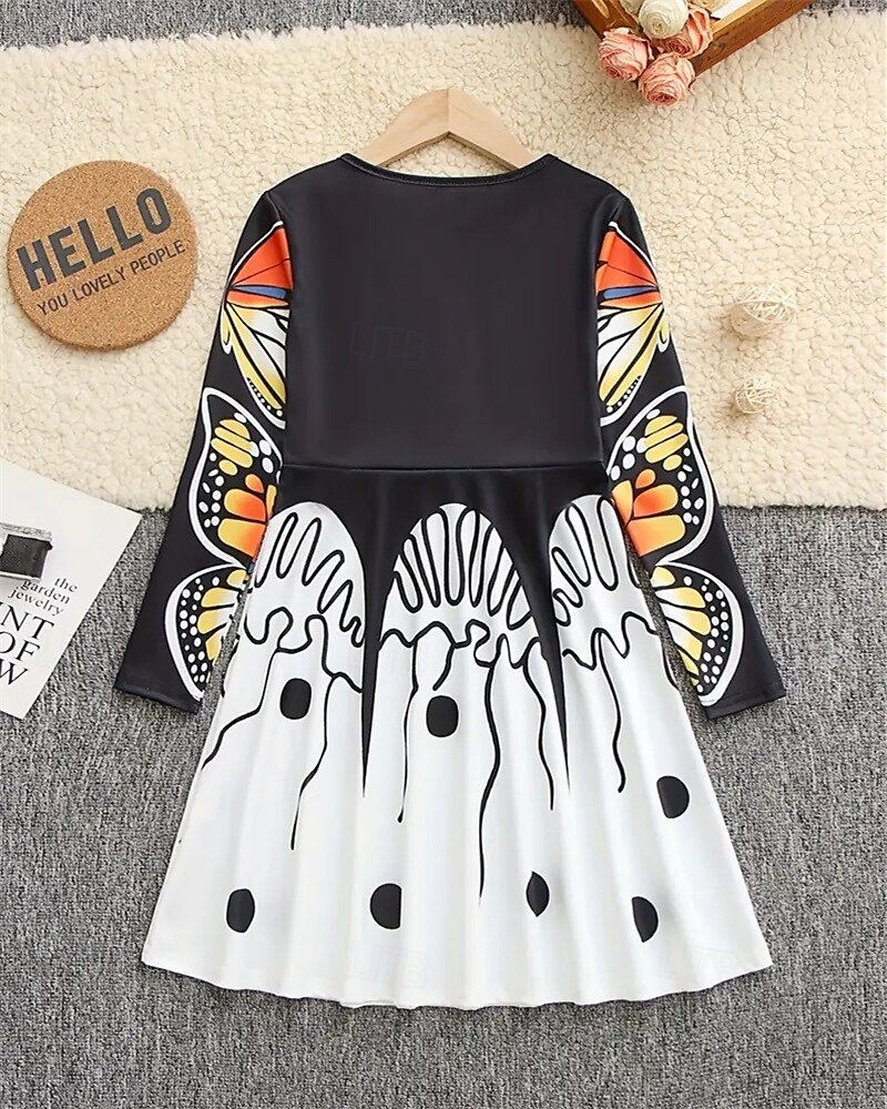 Girls' 3D Butterfly Dress Long Sleeve Summer Spring Vacation Daily Holiday Princess Beautiful Sweet Kids 4-12 Years Casual Dress A Line Dress Knee-length Regular Fit 2025 - $16.99 –P3