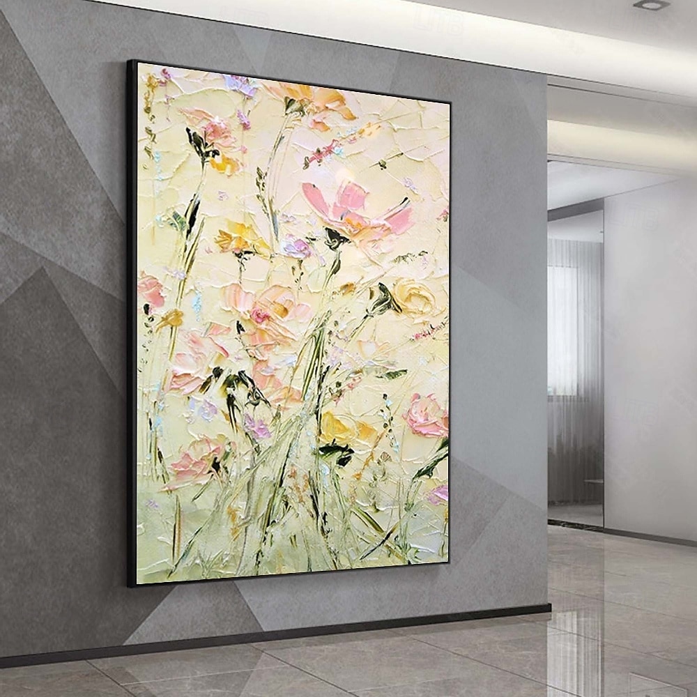 peinture à l'huile de fleurs sauvages peintes à la main, texture 3D faite à la main, peinture à l'huile de fleurs en fleurs, toile de très grande taille, art mural, peinture à l'huile botanique, art de 2025 ? $116.99 –P4