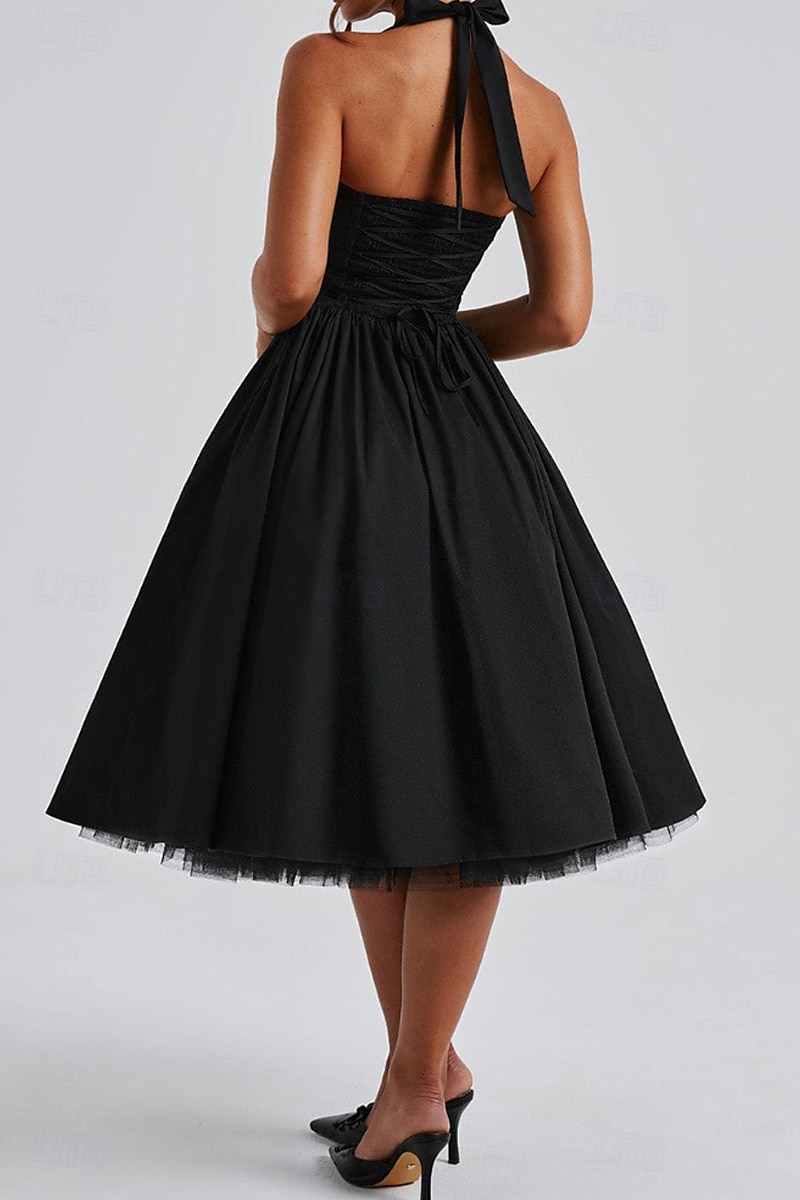 Pentru femei Rochii Midi Rochie albă Rochie de absolvire Modă Modern Zi de Naștere Concediu Absolvire Fit regulat Simplu Fără manșon Gâtul halter Negru Alb Roșu-aprins Vară 2025 - $32.99 –P11