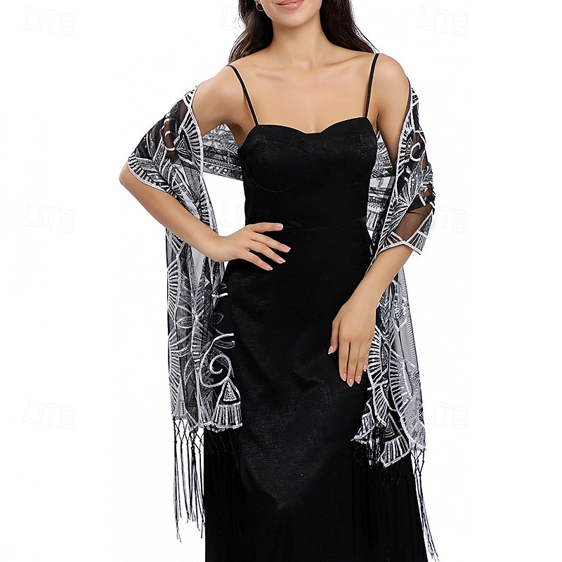 Scialle Donna Elegante Senza Maniche Poliestere Stole da matrimonio Con Nappa Per Feste Primavera & Estate del 2025 a $14.99 –P3