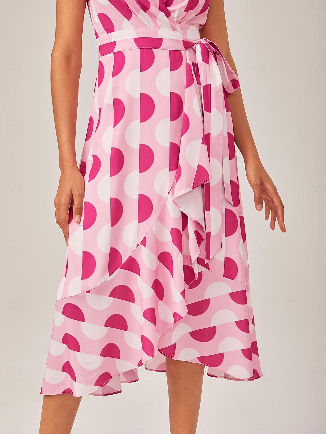 abito camicia a pois rosa in stile vacanziero del 2025 a $68.99 –P6