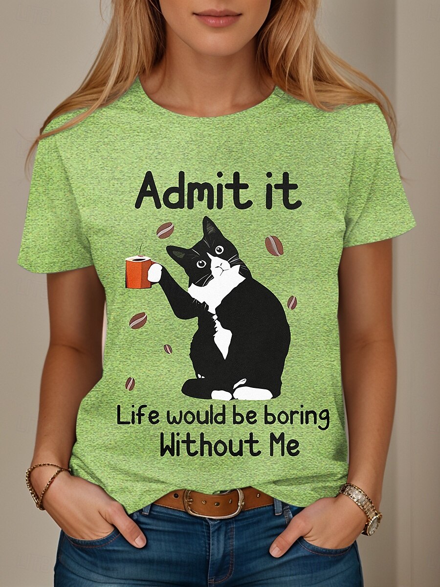 Pentru femei Tricou Grafic Scrisă Stilat Casual Manșon scurt Rotund Topuri obișnuite Zilnic Sfârșit de săptămână Imprimeu Alb Roz Îmbujorat Albastru piscină Trifoi Vară Primăvară 2025 - $19.99 –P1