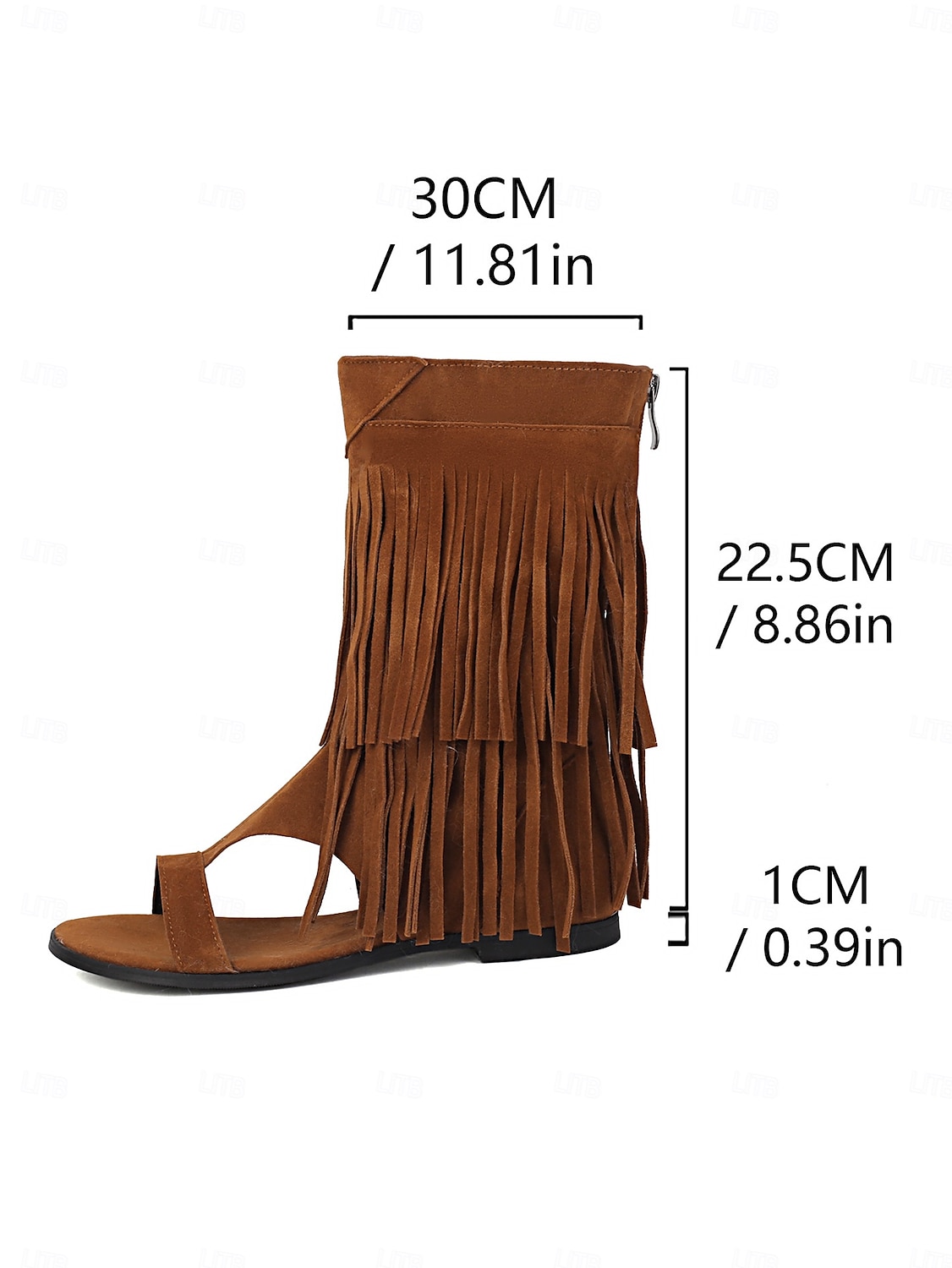 gladiatorsandaler med boho-fransar för kvinnor – platta sandaler med öppen tå och tofsdetaljer för sommarstrandkläder, festivaler och vardagliga outfits 2025 - $46.99 –P5