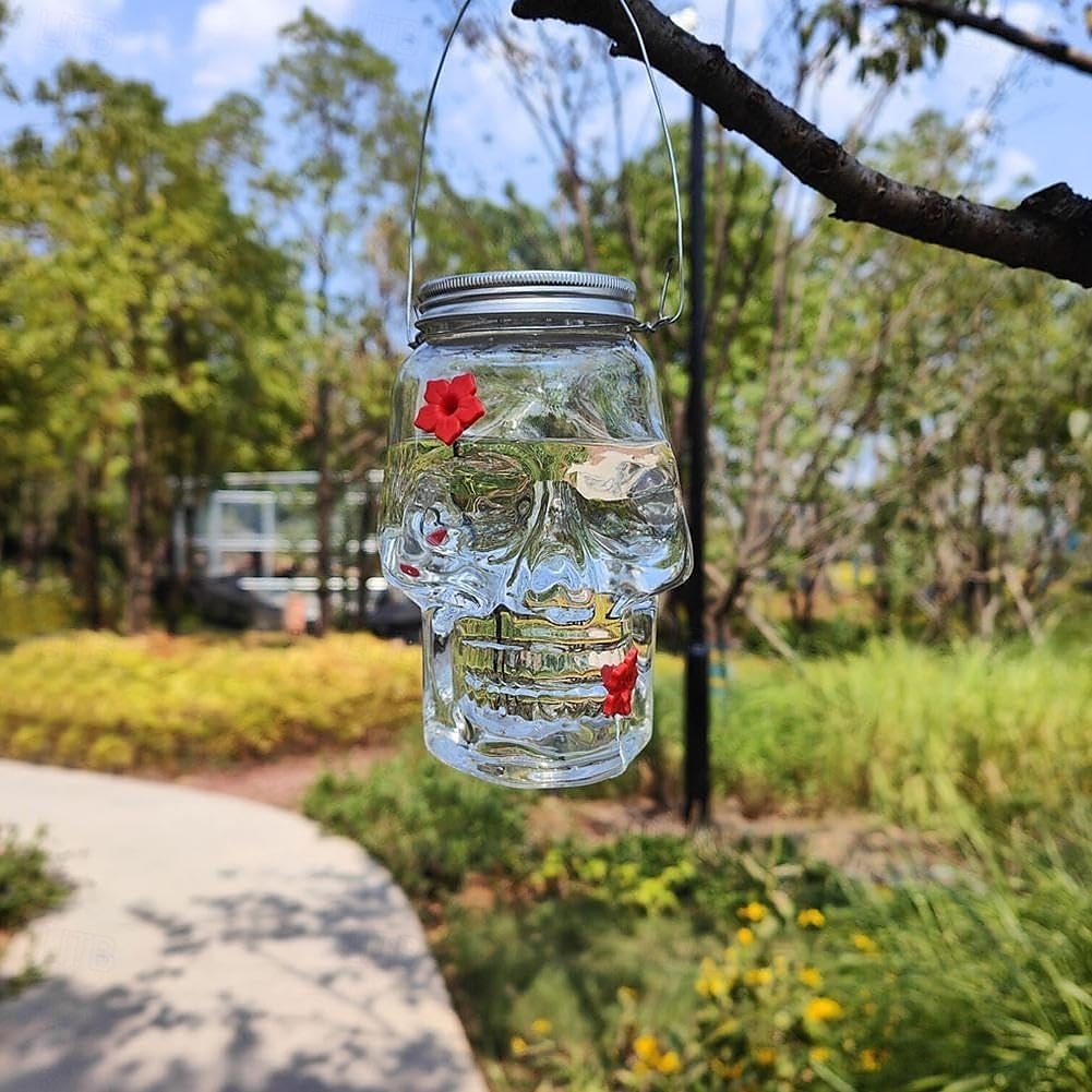 Hummingbird Feeder for Outdoors Hanging, Skull Shaped Humming Bird Feeder with 4 Feeding Ports, Halloween Gothic Bird Feeder Garden Backyard Decorative, Clear 2025 - $13.99 –P10