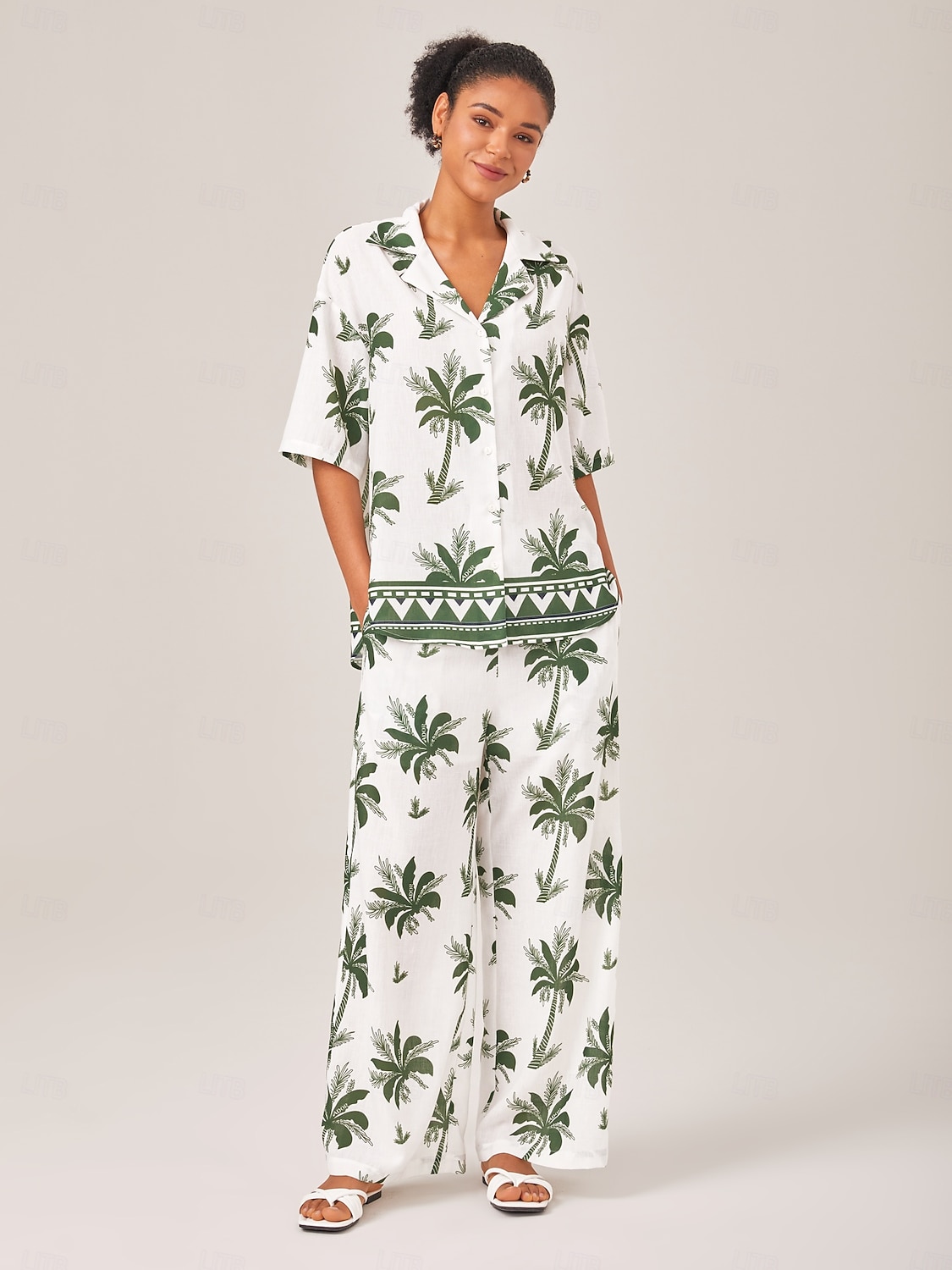 Femmes Col de chemise Vacances Tropical Mode Vert XS S M Été de 2025 ? $89.99 –P1