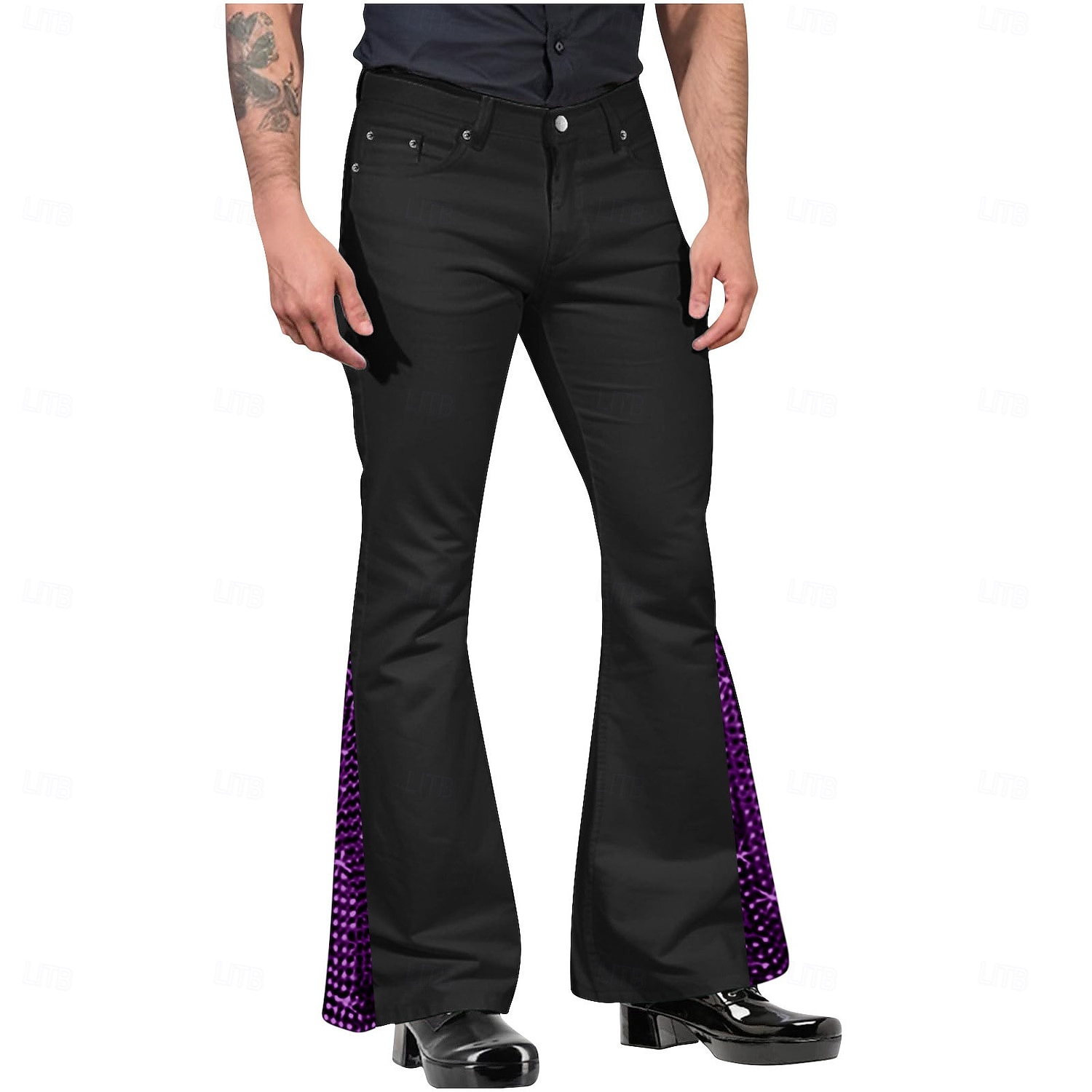 Retro Antiguo Años 60 Hippie Pantalones Los pantalones de campana Hippie Brillantes Brillante Hombre Víspera de Todos los Santos Carnaval Mascarada Fiesta y Noche Festival de Música Desfile del 2025 - $25.99 –P2