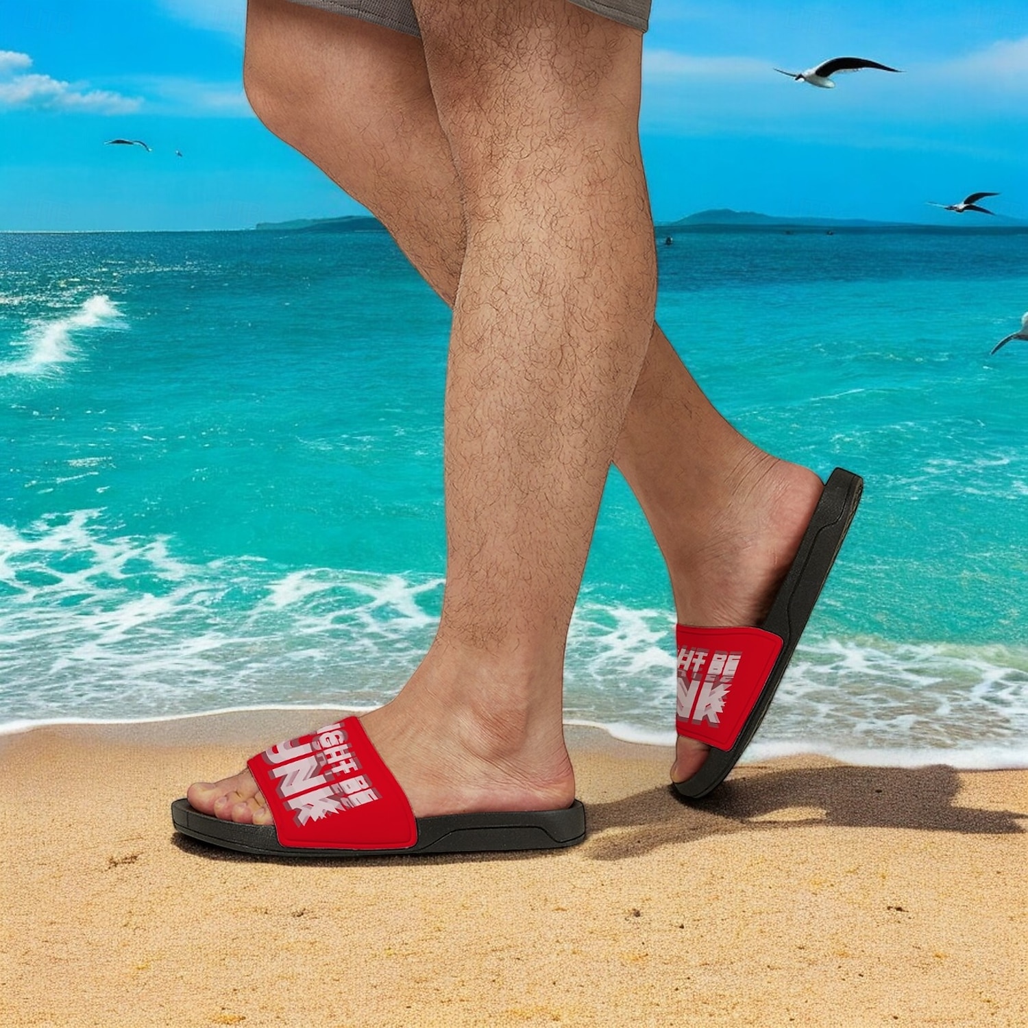 Men's Funny Slide Sandals - Bold "You Might Be Drunk" Print, Comfortable Non-Slip Pool & Beach Slippers, Casual Summer Footwear 2025 - $24.99 –P2