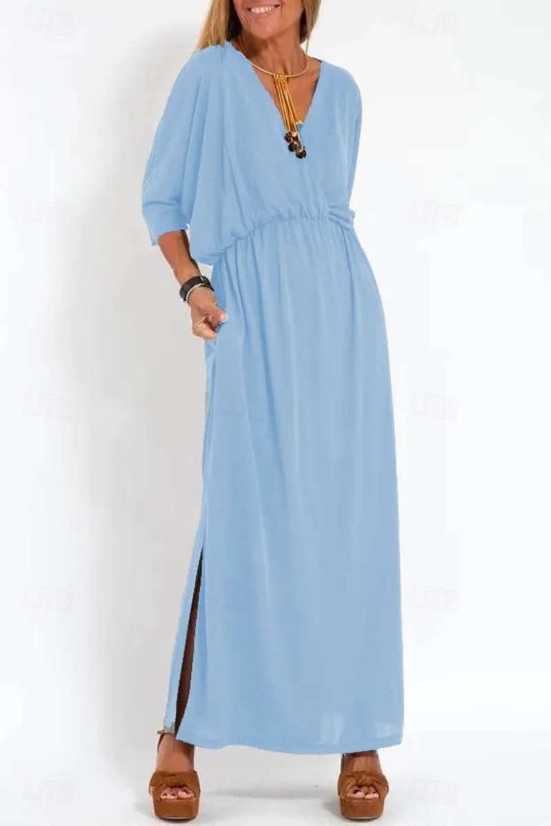Pentru femei Rochie Lunga Rochie Maxi Rochie casual Rochie de Cocktail Rochie pentru invitata de nunta Rochii din Șifon Modă Vacanță Ieșire Sfârșit de săptămână Fit regulat Simplu Manșon Lung În V 2025 - $25.99 –P9