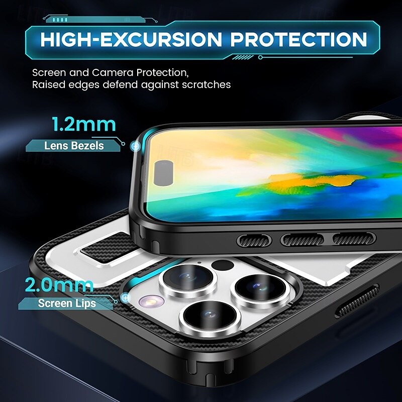 Phone Case For iPhone 16 15 14 Pro Max Plus 13 12 Pro Max Back Cover Ring Holder Shockproof Retro TPU PC 2025 - $9.99 –P1