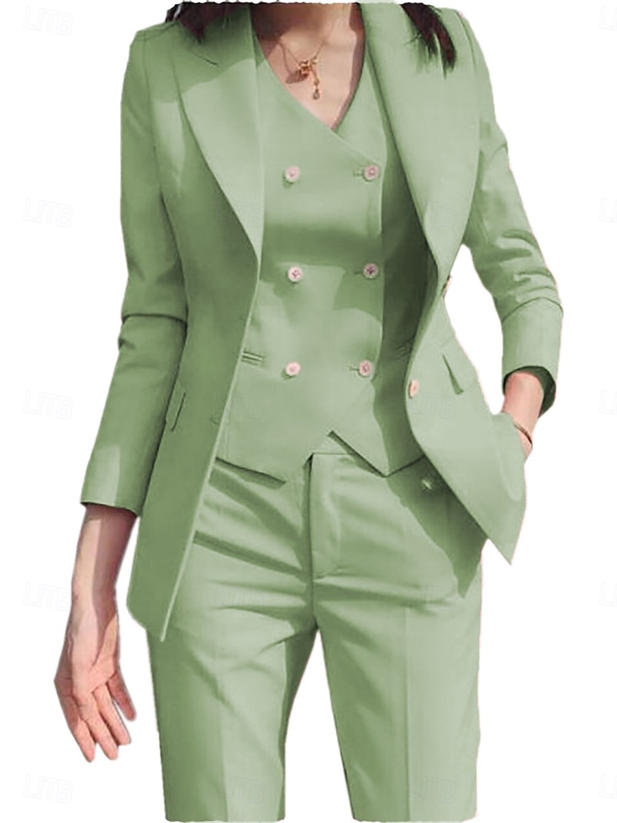 Drei-teiliges Mutter der Braut Kleid Elegantes einfaches Hemdkragen Knöchellang Polyester Langarm mit einfarbig 2025 - $159.99 –P17