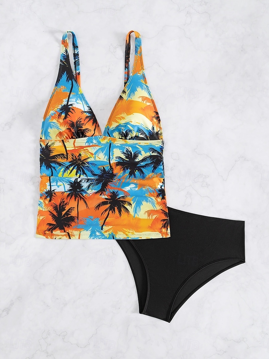 Maillots de bain femmes Bikini 2 pièces Maillot de bain échancré Sans dos Slim Vêtements de plage Vacances Floraux Col halter Sans manches de 2025 ? $23.99 –P4