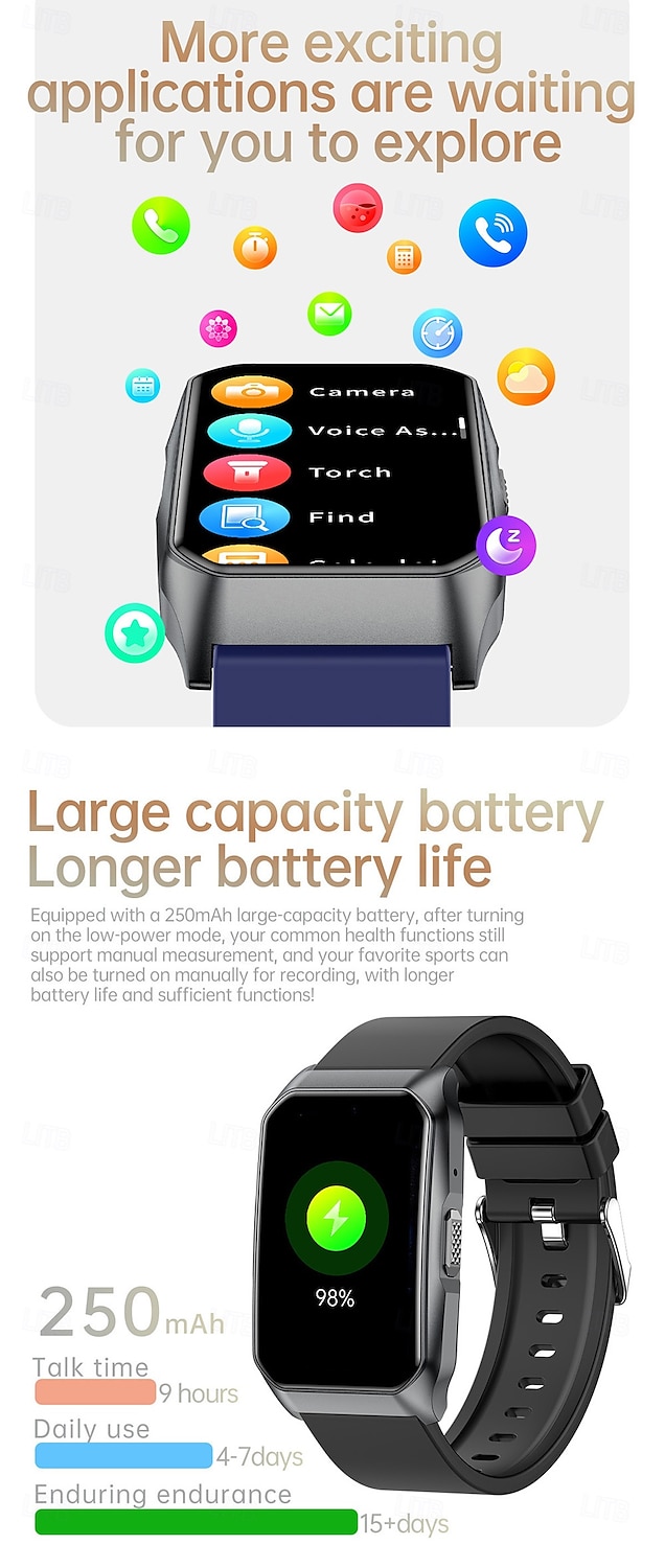 Cardica Men's Smart Watch Blood Glucose Monitor Bluetooth Call Blood Pressure Heart Rate IP68 2025 - $39.99 –P18